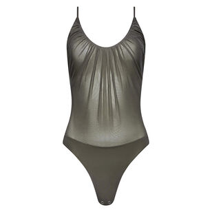 Gelina Sleeveless Ruched Mesh Bodysuit