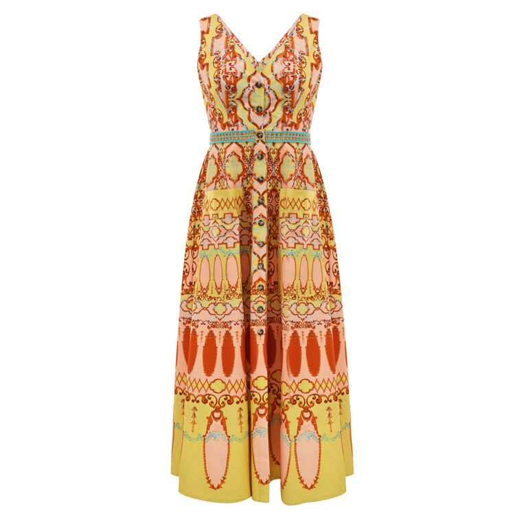 Zoey Cutout Sleeveless Button Front Midi Dress image number null
