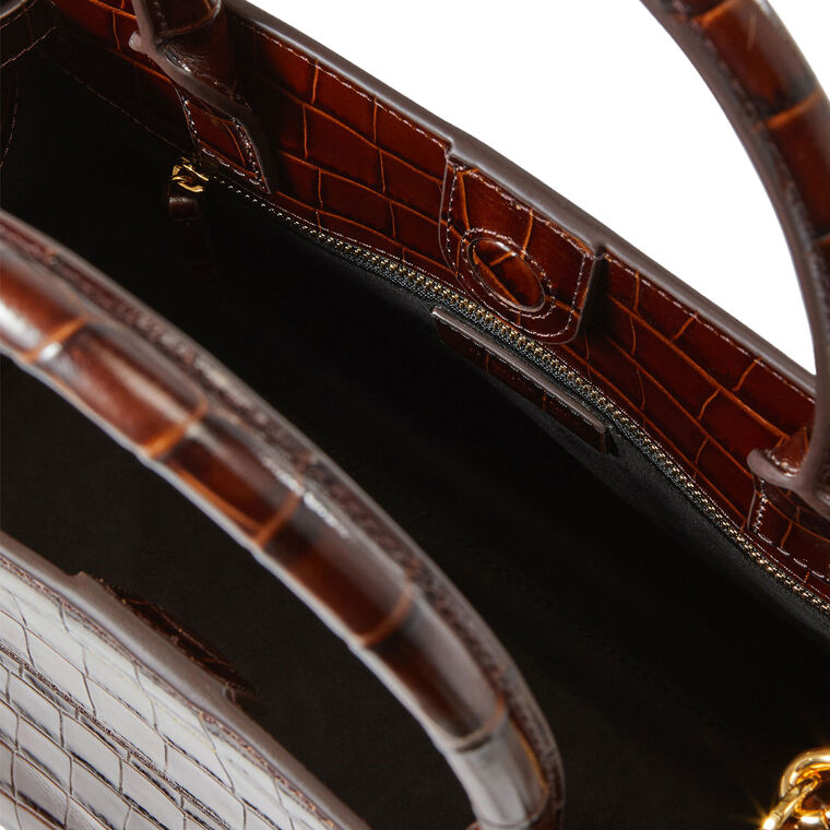 Croc-Embossed Top Handle Dash Bag image number null