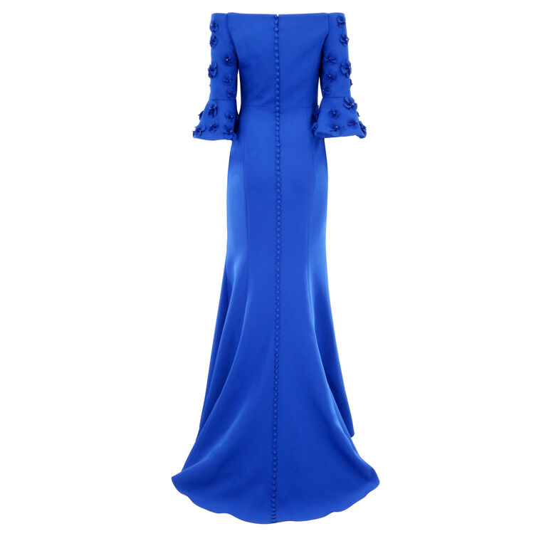 Draped Gown With Sleeve Embellishment image number null