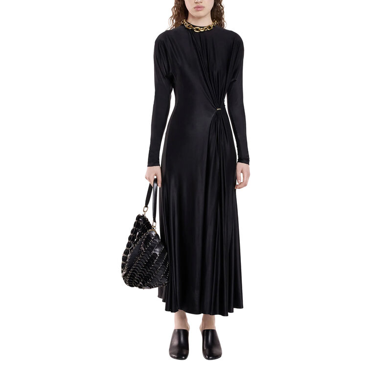 Longsleeve Chain Detail Ruched Midi Dress image number null