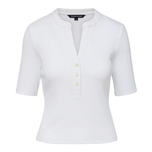 Reubian Ribbed Stretch-Cotton Half-Sleeve Top