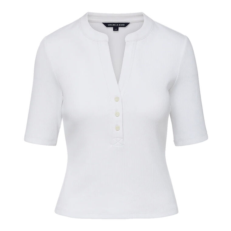 Reubian Ribbed Stretch-Cotton Half-Sleeve Top image number null