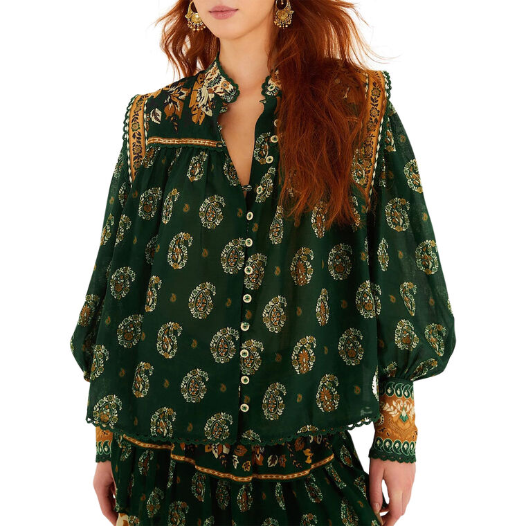 Tayla Lace Buttoned Puff Sleeve Blouse image number null