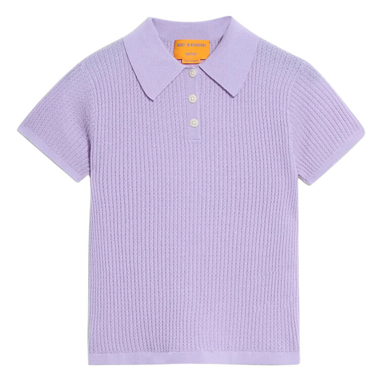 Shrunken Short Sleeve Cashmere Polo Sweater image number null