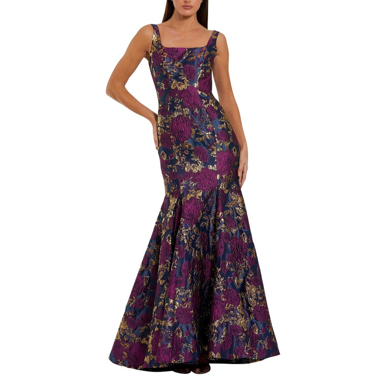 Sleeveless Brocade Trumpet Gown image number null