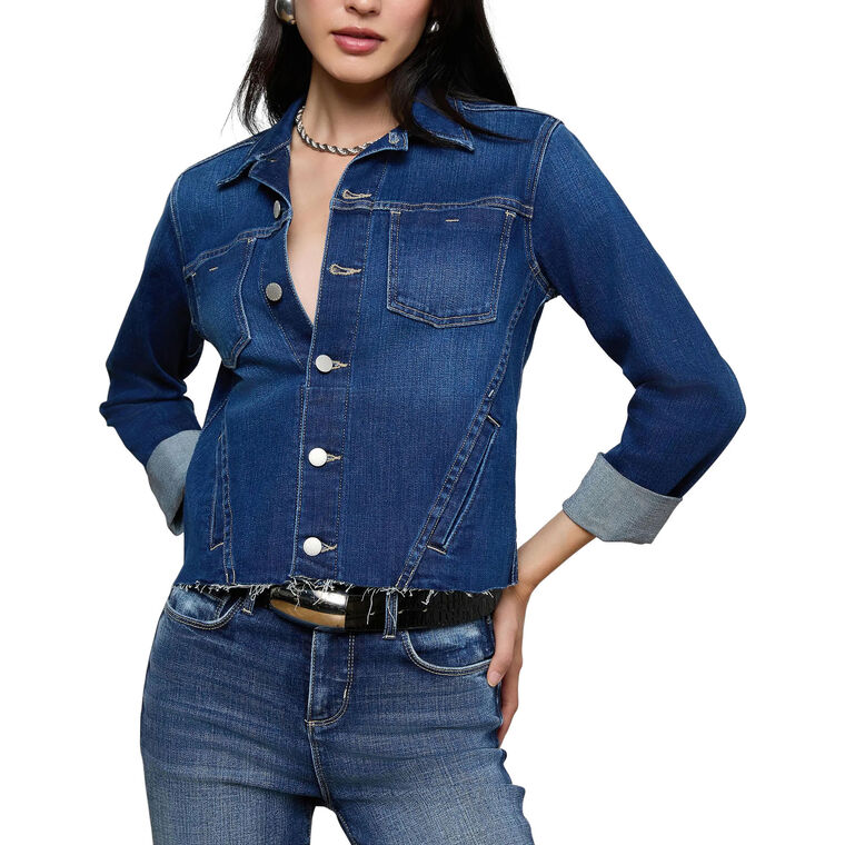 Janelle Slim Raw Hem Jean Jacket image number null