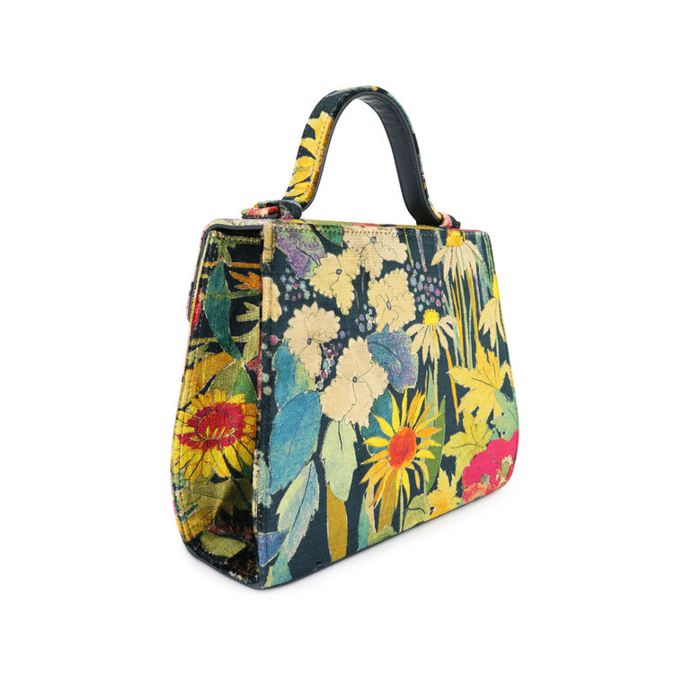 Jackie Printed Velvet Top Handle Bag image number null
