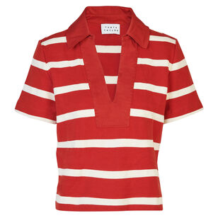 Melanie Striped Short Sleeve Polo Top
