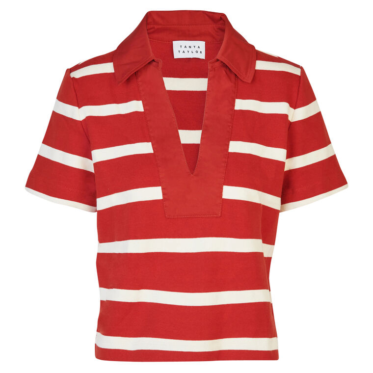 Melanie Striped Short Sleeve Polo Top image number null