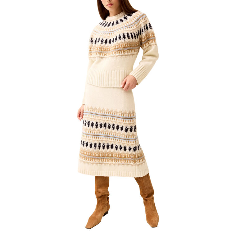Giora Fair Isle Pull-On Knit Midi Skirt image number null