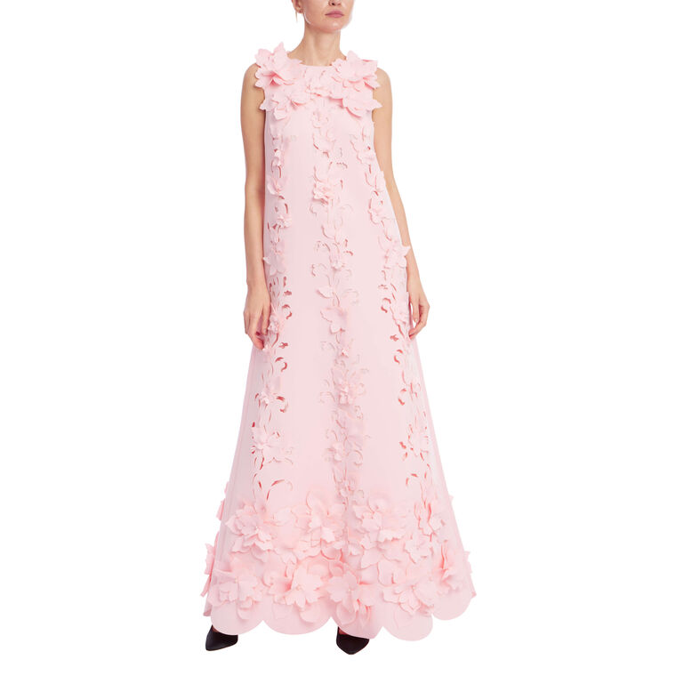 3D Floral Embroidered Sleeveless Shift Gown image number null