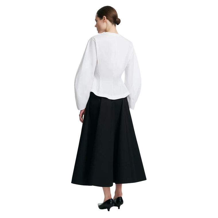 Button Front Long Sleeve Peplum Top image number null