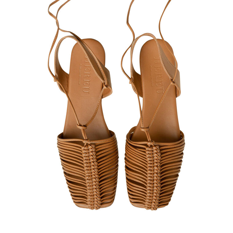 Calma Square-Toe Knotted Flat Tie Sandal image number null