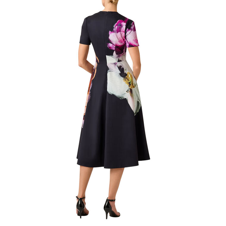 Short Sleeve Jewel Neck Fit And Flare Dress image number null