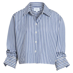 Largaux Long Sleeve Button-Up Top With Embellished Cuffs