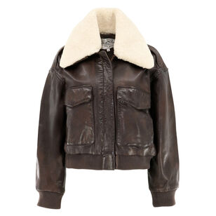 Lenoir Leather Cropped Bomber Jacket
