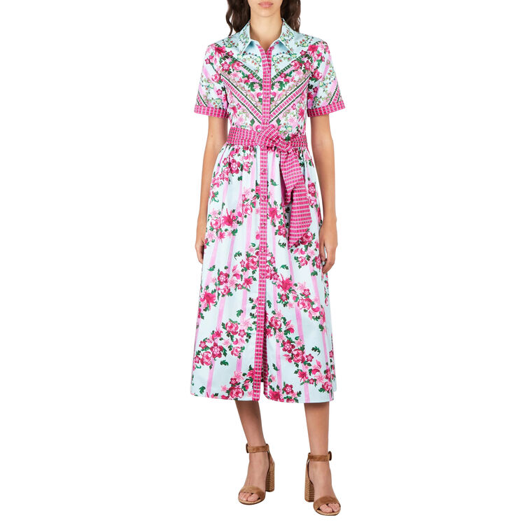 Vivienne Short Sleeve Tie-Waist Midi Dress image number null