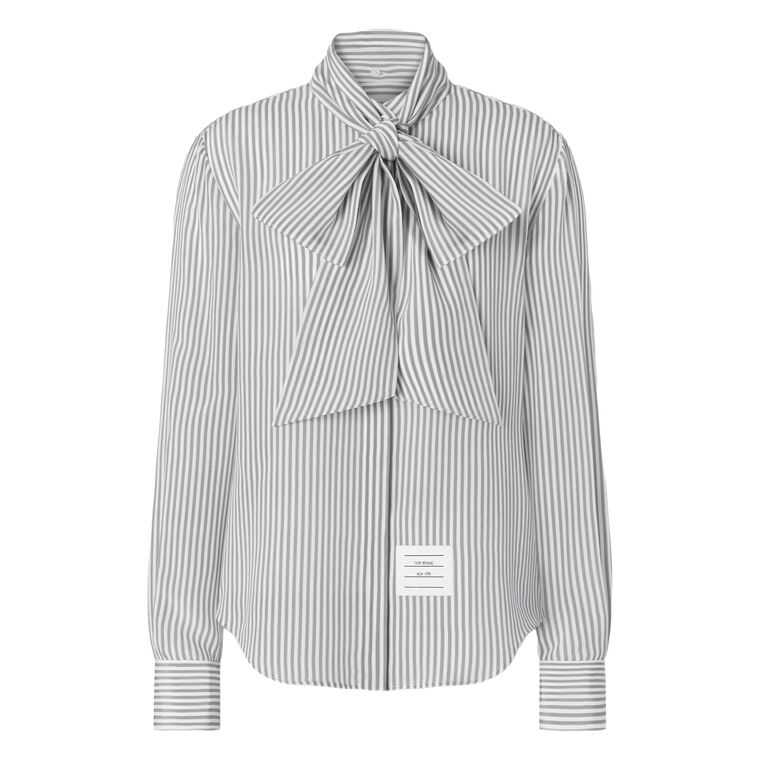 Long Sleeve Detachable Collar Silk Shirt image number null