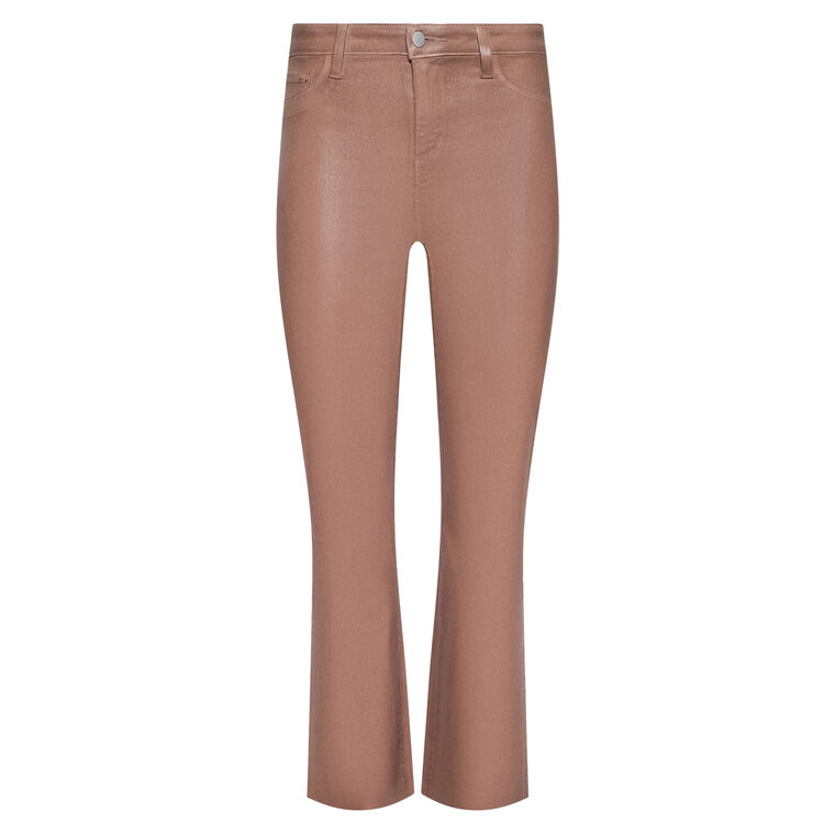 Kendra Coated High Rise Crop Flare Jean image number null