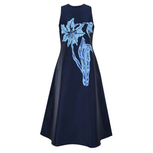Bennet Sleeveless Floral-Embroidered Midi Dress