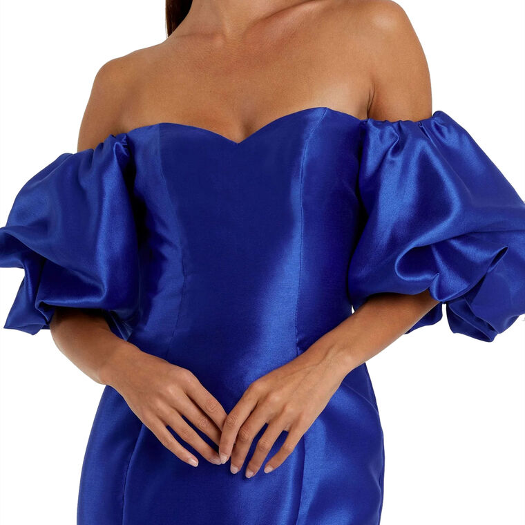 Sweetheart Off The Shoulder Puff Sleeve Gown image number null