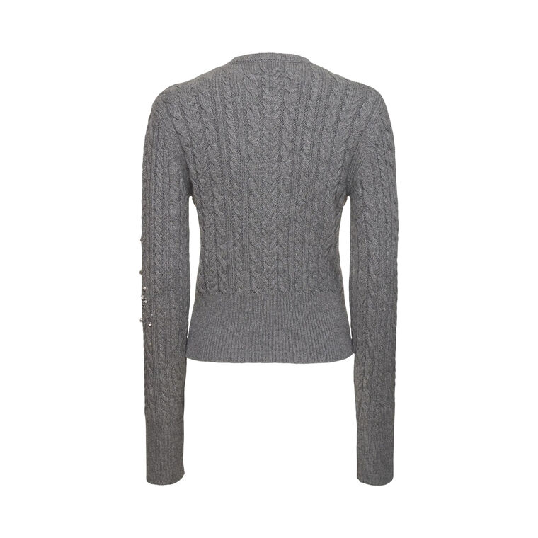 Embellished Cable Stitch Knit Cardigan image number null