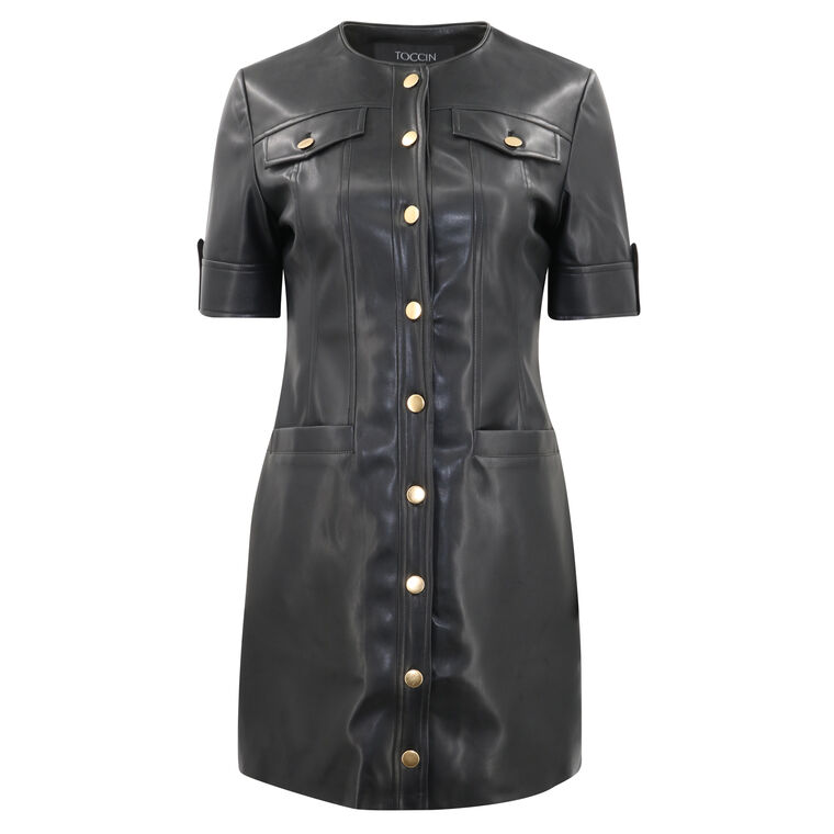 Gale Faux Leather Mini Dress image number null