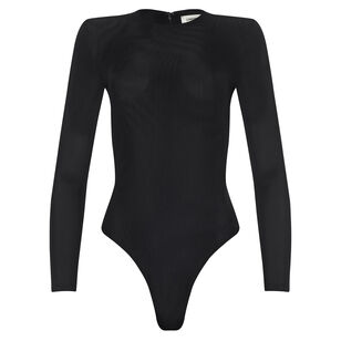 Trista Long Sleeve Bodysuit With Shoulder Pads