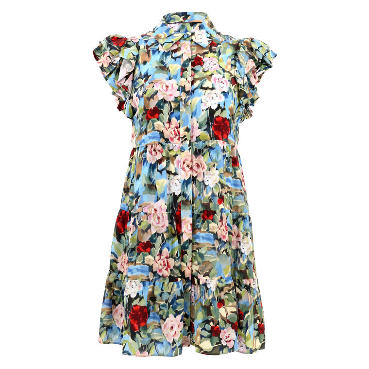 Meeko Ruffle Sleeve Shirt Dress image number null
