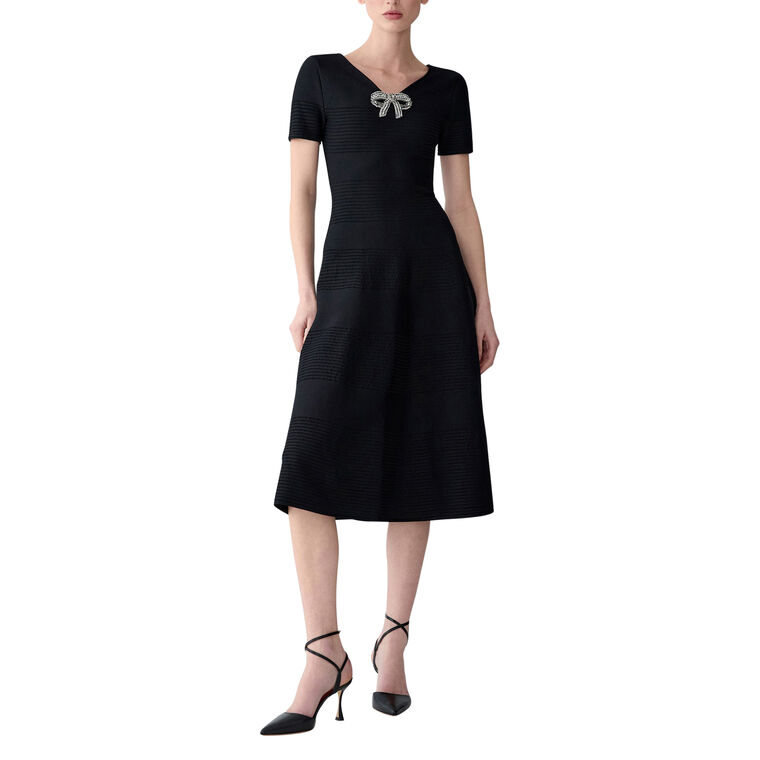 Crystal Bow Knit Midi Dress image number null