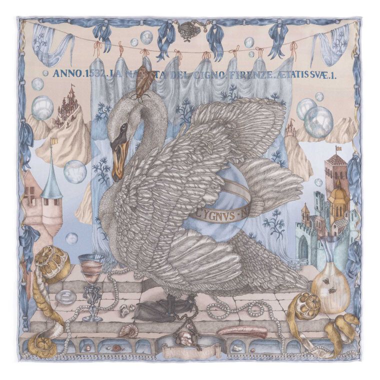 The Glass Swan Silk Twill Small Square Scarf image number null