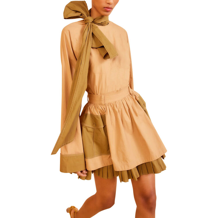 Jaqueline Cotton Poplin Flared Mini Skirt image number null