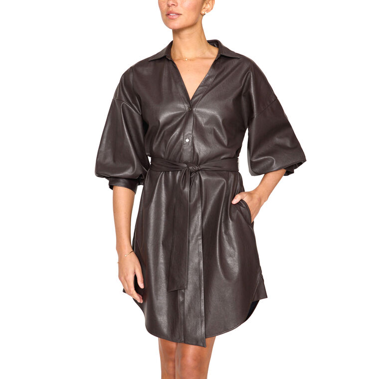 The Kate Belted Vegan Leather Dress image number null