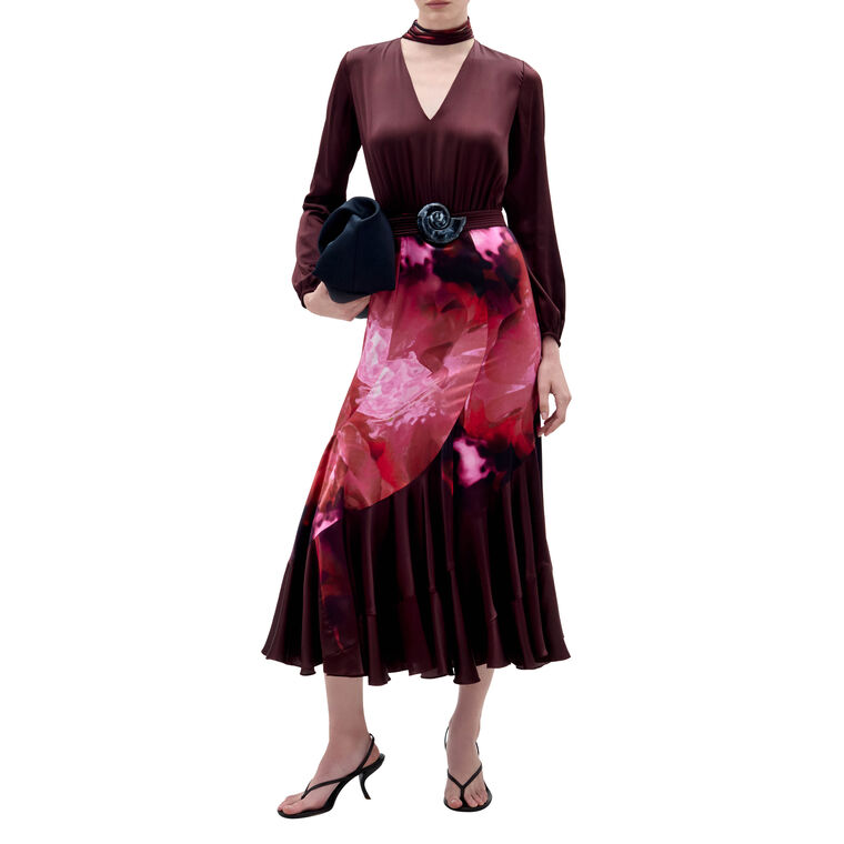 Jailyn Long Sleeve V-Neck Belted Midi Dress image number null