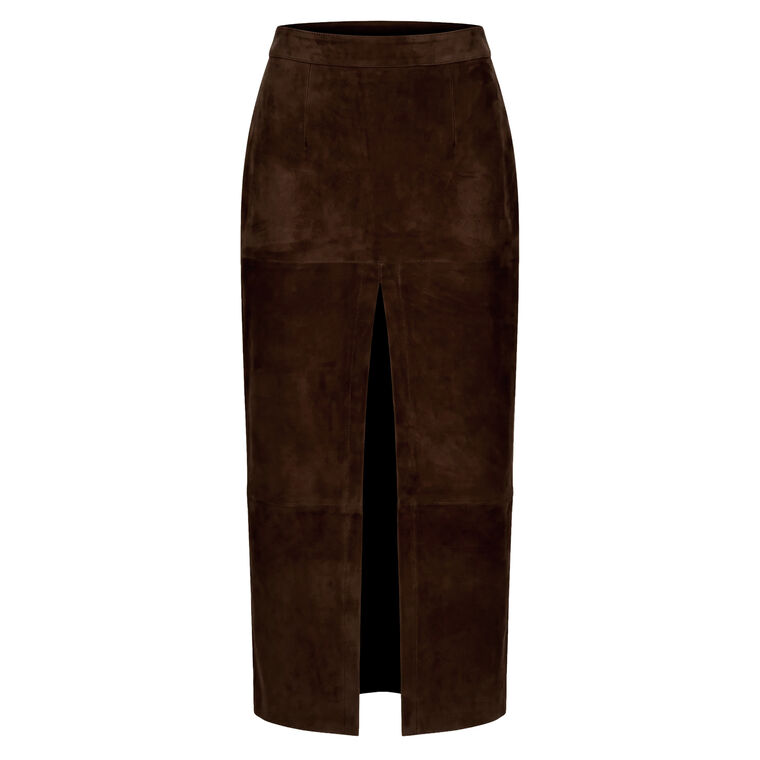 Virgie Suede Midi Skirt image number null