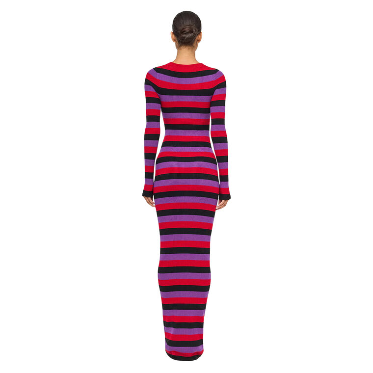 Valia Long Sleeve Ribbed Knit Maxi Dress image number null