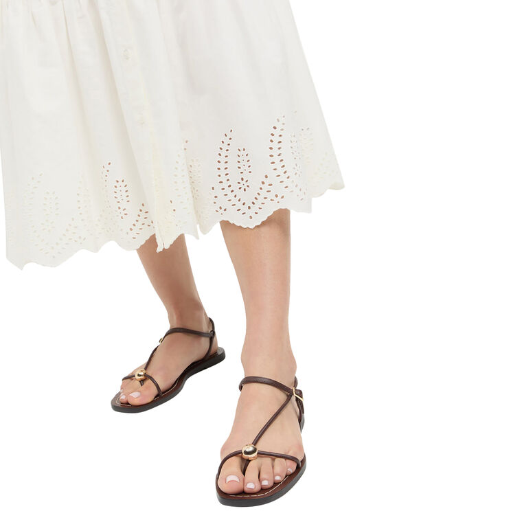Lara Strappy Flat Sandal With Ornament Detail image number null