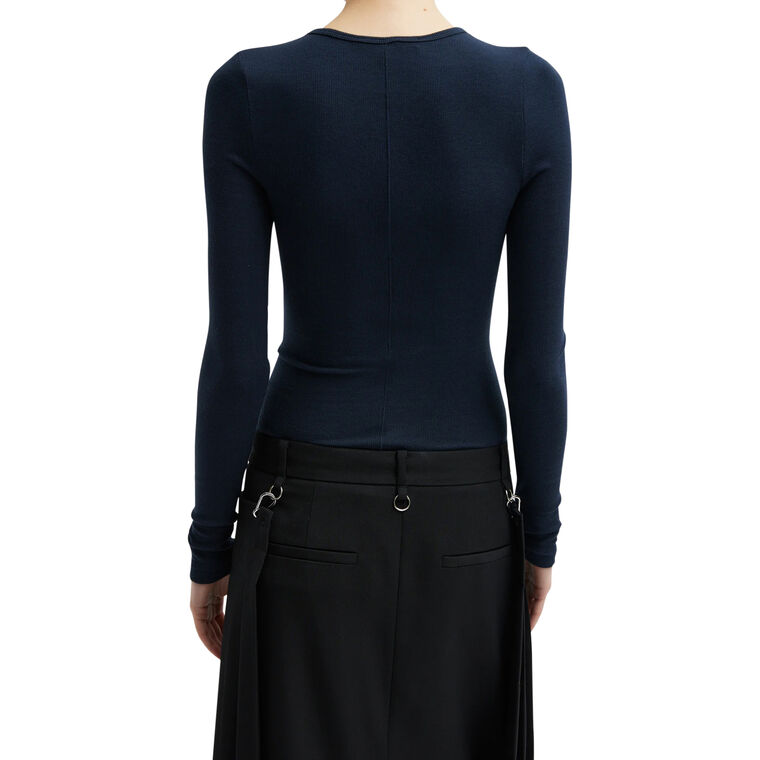 Circular Ribbed Crewneck Pullover T-Shirt image number null