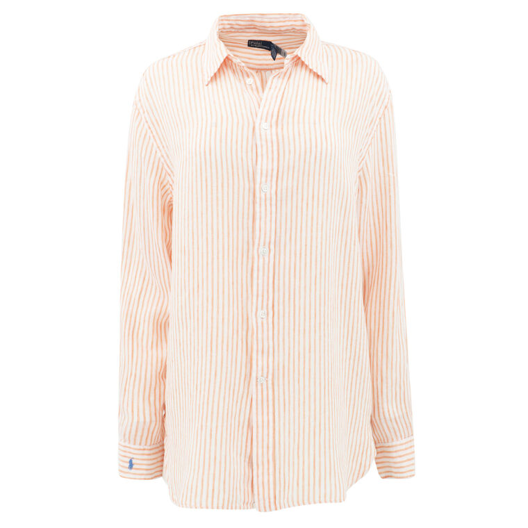 Striped Linen Oversized Shirt image number null