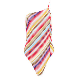 Striped One-Shoulder Swimsuit