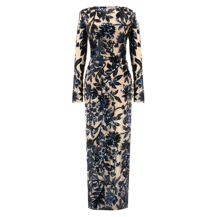 Long Sleeve Sequin Maxi Dress image number null