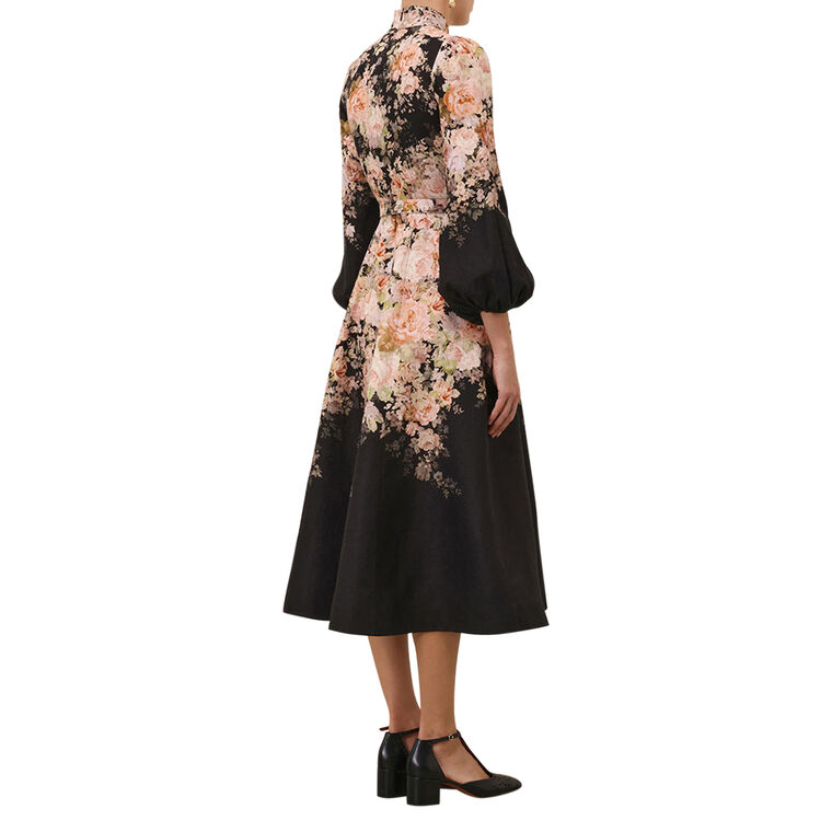 Illustration Buttoned Midi Dress image number null