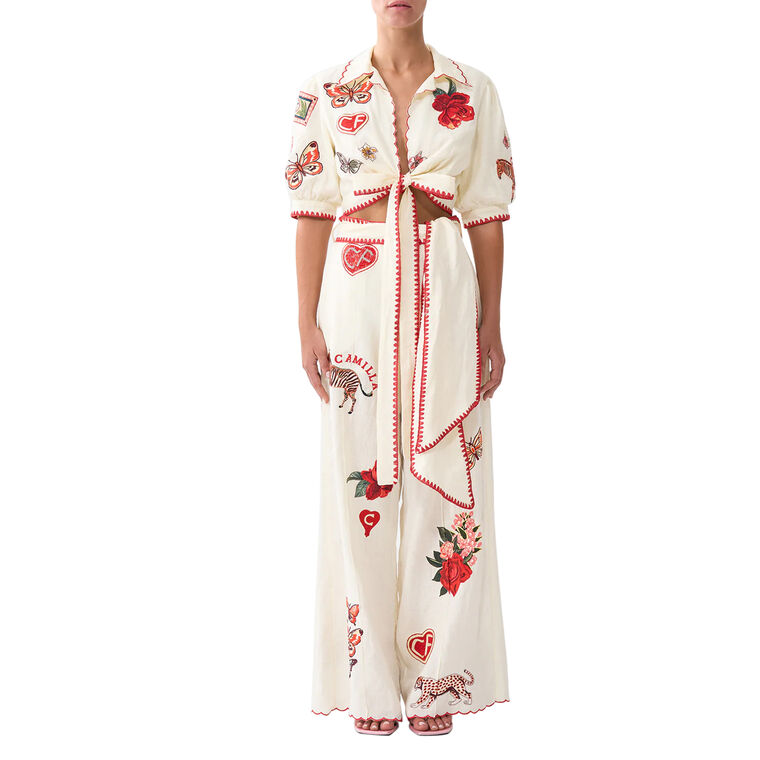 Scarf Belted Wide Leg Pant image number null