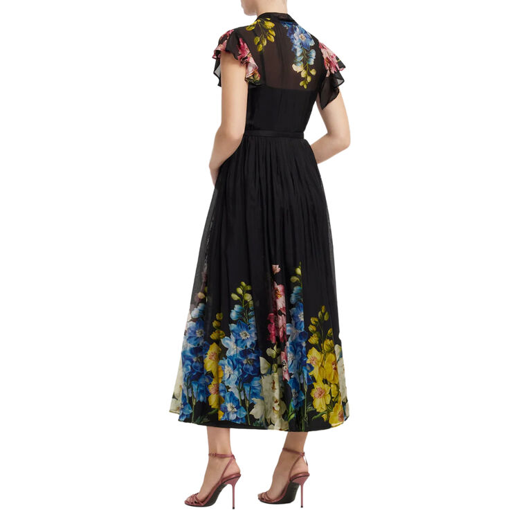 Grace Flutter Sleeve Belted Midi Dress image number null