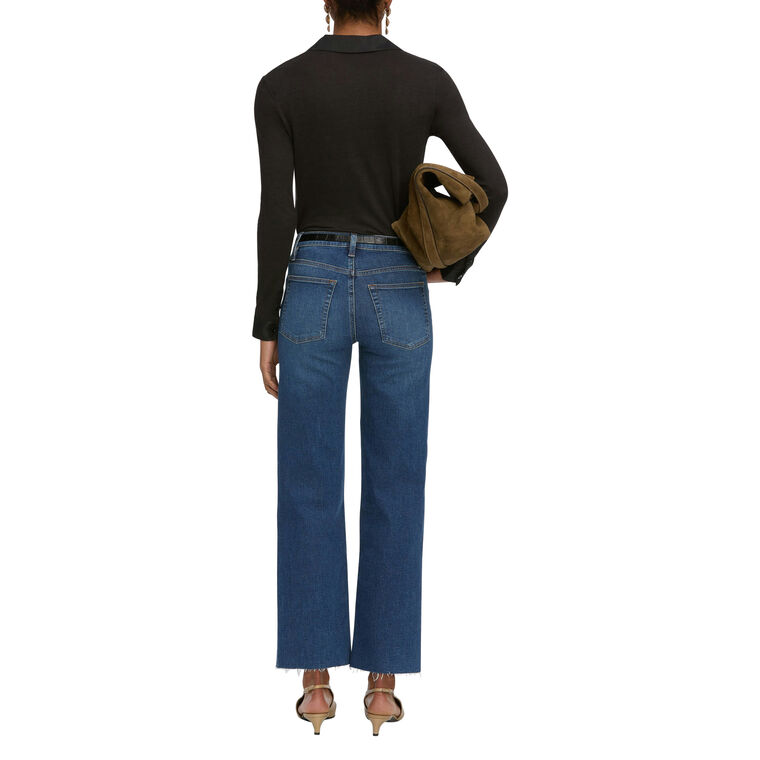 The Mellow Mid-Rise Raw Hem Wide-Leg Jean image number null