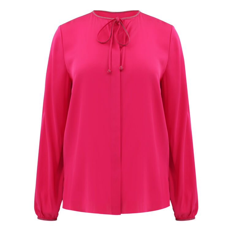 Eliza Stretch Silk Tieneck Blouse image number null