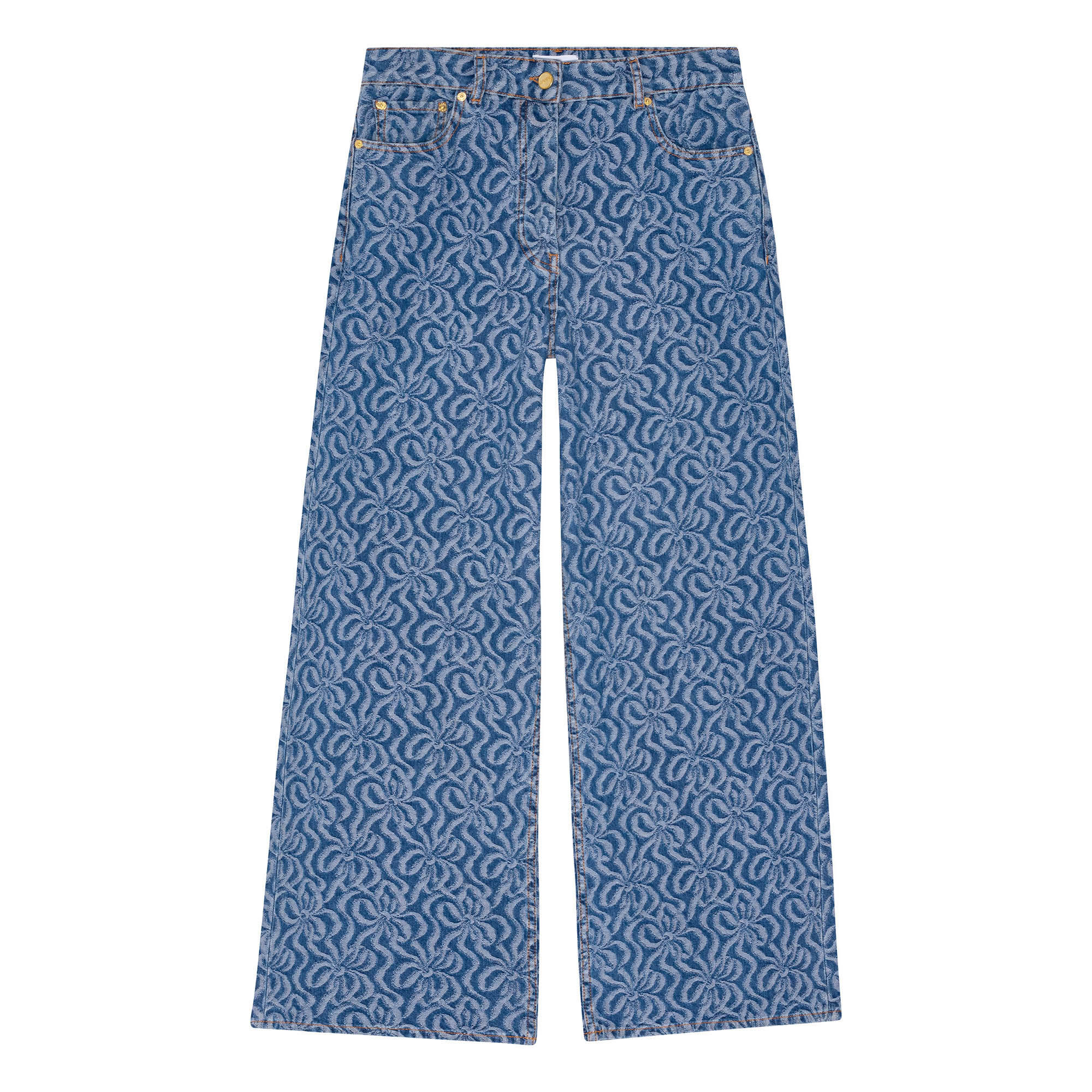 GANNI　Jacquard Denim Wide Pants GANNI - Jacquard Cotton Denim Wide Pants GANNI