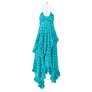 Sidi Sleeveless Ruffled Polka Dot Midi Dress