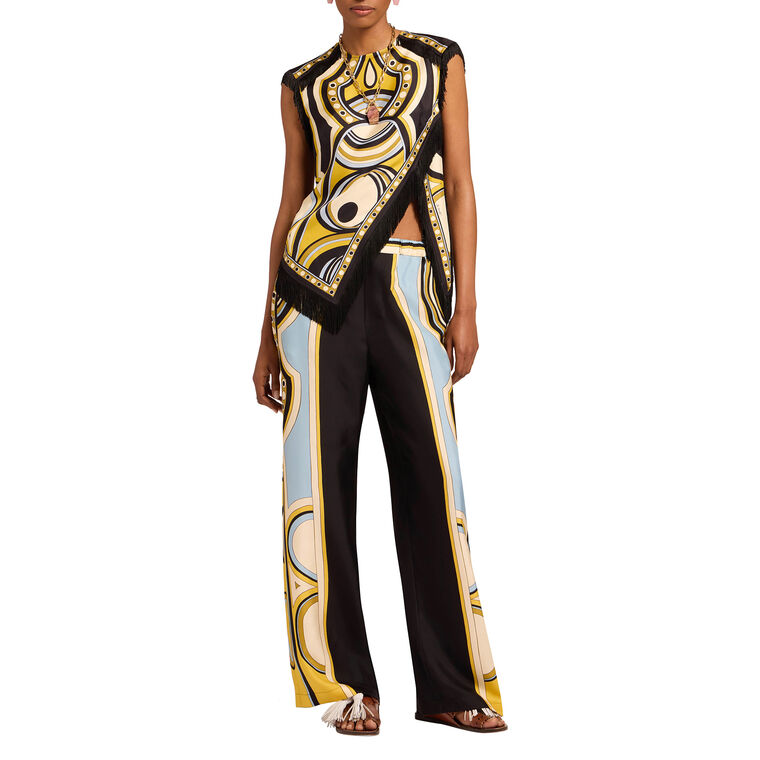High-Waisted Wide-Leg Silk Club Pants image number null
